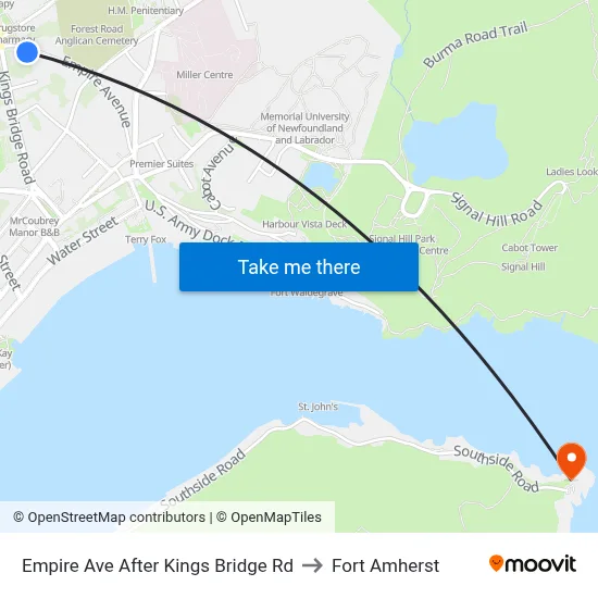 Empire Ave After Kings Bridge Rd to Fort Amherst map