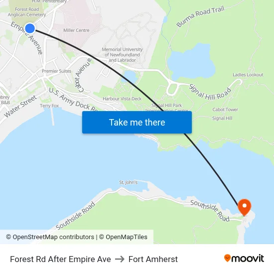 Forest Rd After Empire Ave to Fort Amherst map