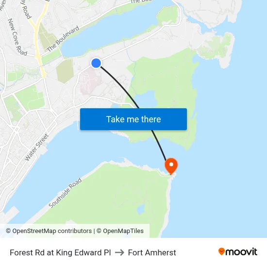Forest Rd at King Edward Pl to Fort Amherst map