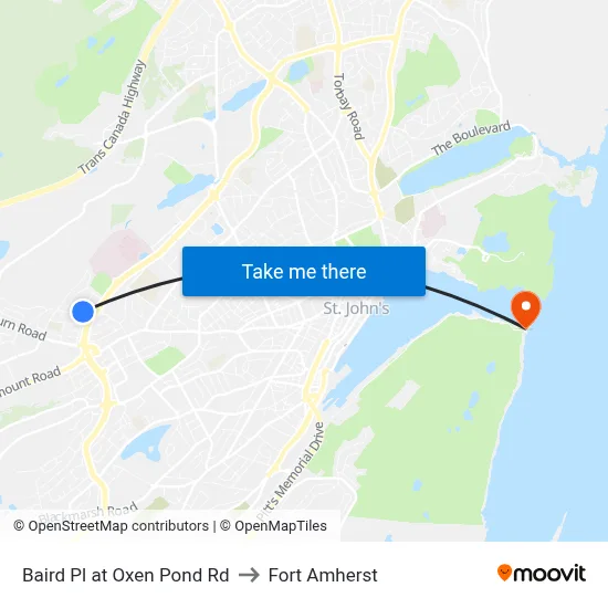 Baird Pl at Oxen Pond Rd to Fort Amherst map