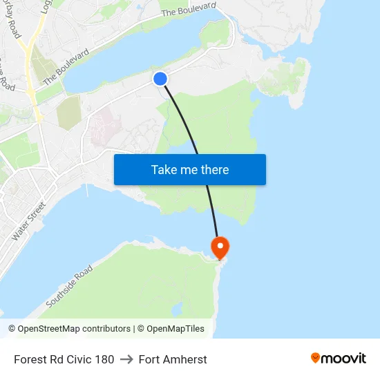 Forest Rd Civic 180 to Fort Amherst map