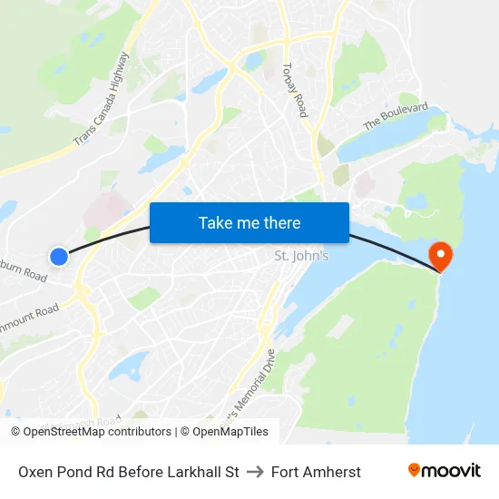 Oxen Pond Rd Before Larkhall St to Fort Amherst map