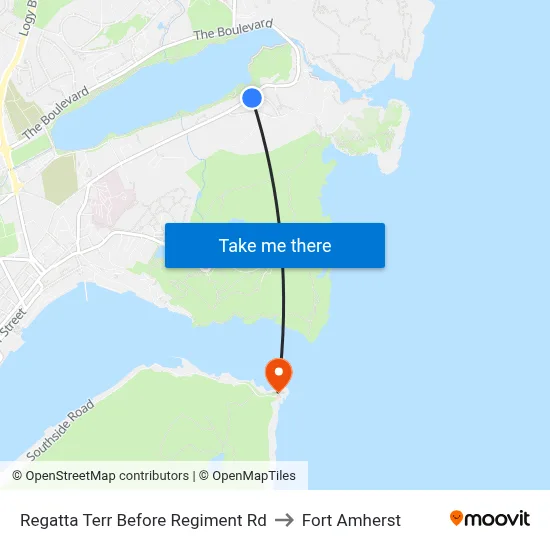 Regatta Terr Before Regiment Rd to Fort Amherst map