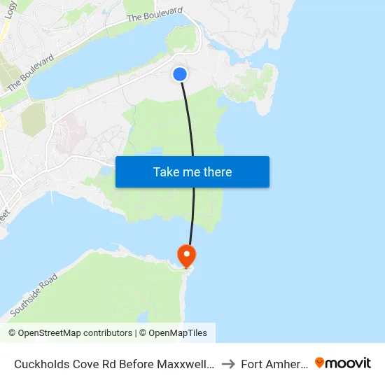 Cuckholds Cove Rd Before Maxxwell Pl to Fort Amherst map
