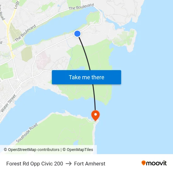 Forest Rd Opp Civic 200 to Fort Amherst map