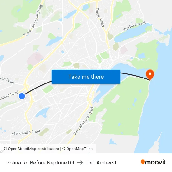 Polina Rd Before Neptune Rd to Fort Amherst map