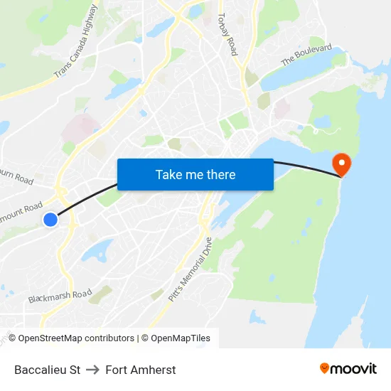 Baccalieu St to Fort Amherst map