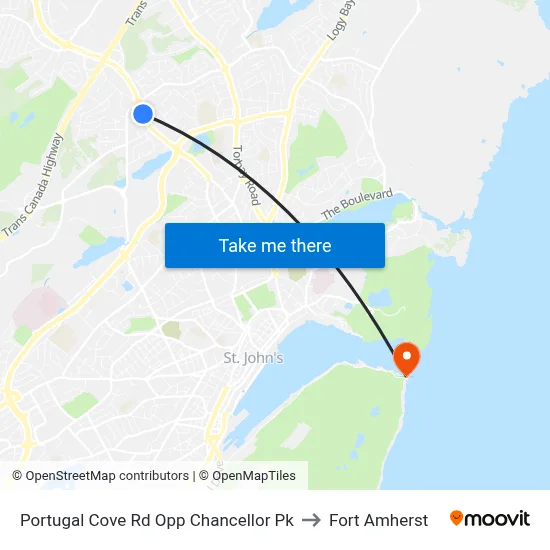 Portugal Cove Rd Opp Chancellor Pk to Fort Amherst map