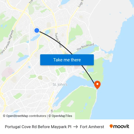 Portugal Cove Rd Before Maypark Pl to Fort Amherst map