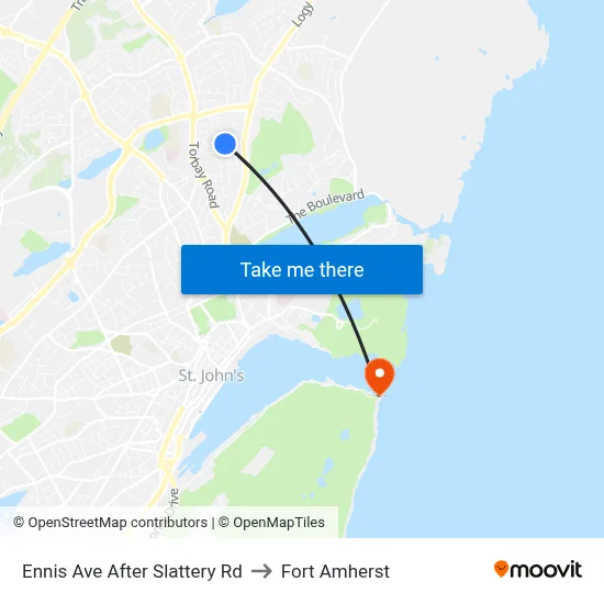 Ennis Ave After Slattery Rd to Fort Amherst map