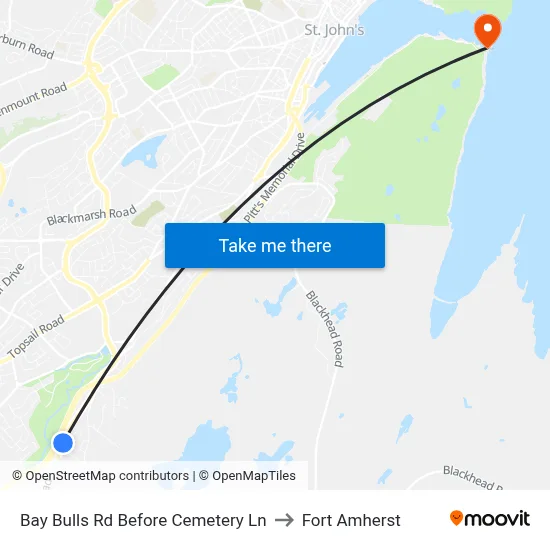 Bay Bulls Rd Before Cemetery Ln to Fort Amherst map