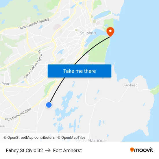 Fahey St Civic 32 to Fort Amherst map