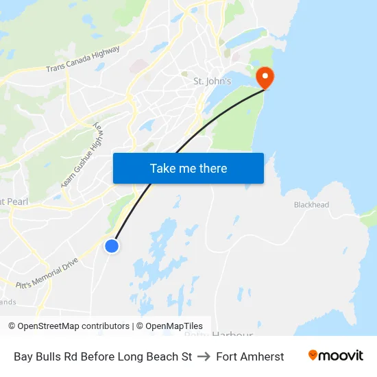 Bay Bulls Rd Before Long Beach St to Fort Amherst map