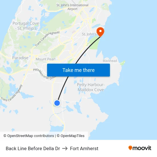 Back Line Before Della Dr to Fort Amherst map