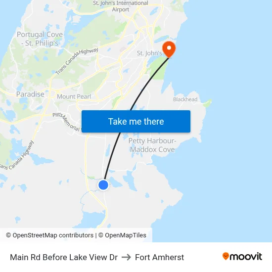 Main Rd Before Lake View Dr to Fort Amherst map