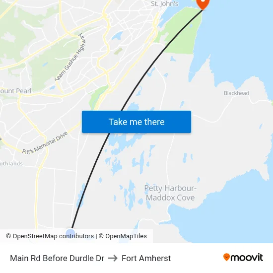 Main Rd Before Durdle Dr to Fort Amherst map