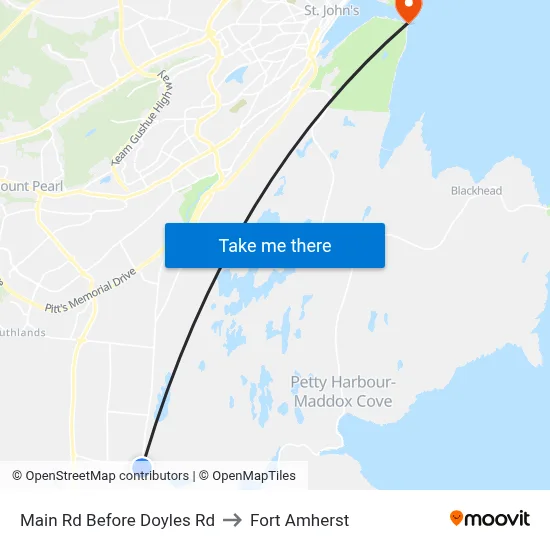Main Rd Before Doyles Rd to Fort Amherst map