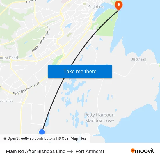 Main Rd After Bishops Line to Fort Amherst map