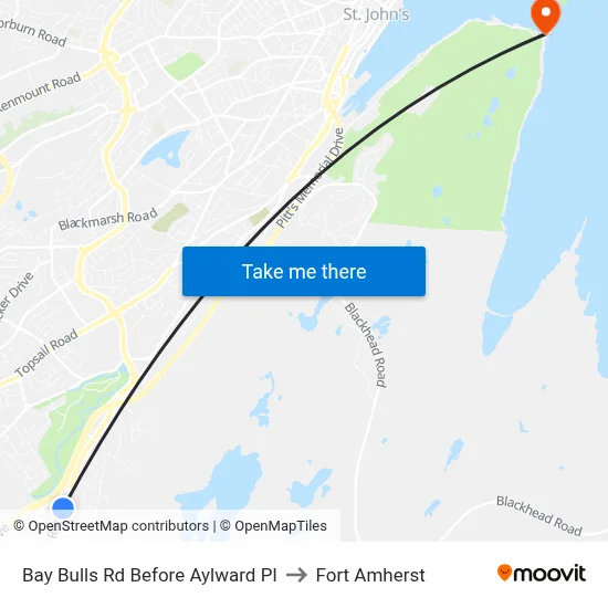 Bay Bulls Rd Before Aylward Pl to Fort Amherst map