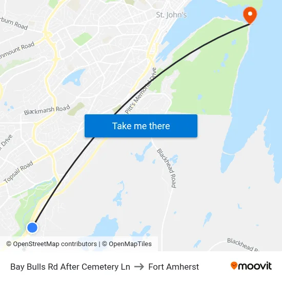 Bay Bulls Rd After Cemetery Ln to Fort Amherst map