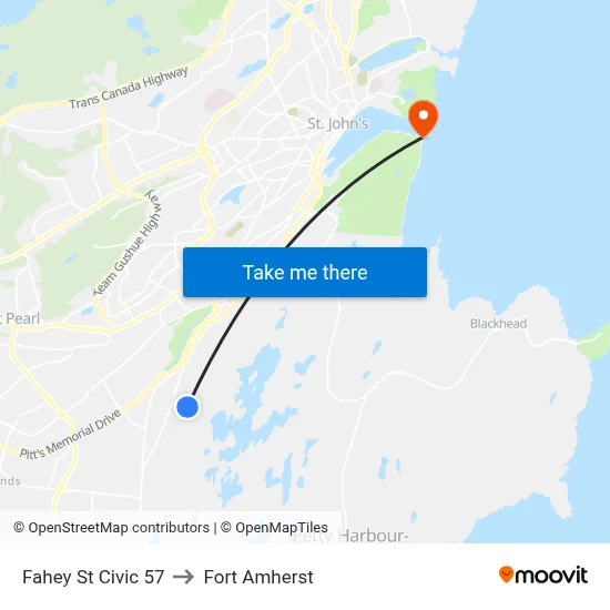 Fahey St Civic 57 to Fort Amherst map