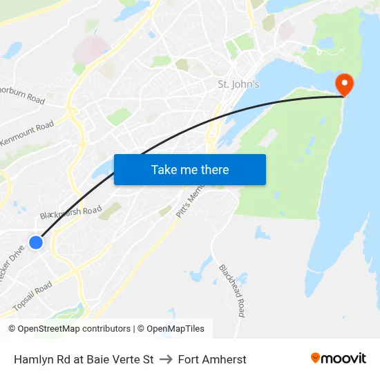 Hamlyn Rd at Baie Verte St to Fort Amherst map