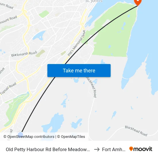 Old Petty Harbour Rd Before Meadowgreen Pl to Fort Amherst map