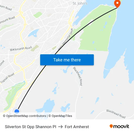 Silverton St Opp Shannon Pl to Fort Amherst map