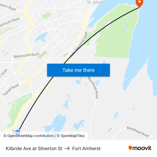Kilbride Ave at Silverton St to Fort Amherst map