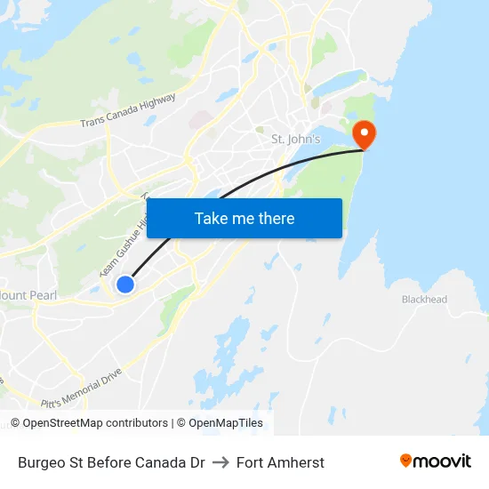 Burgeo St Before Canada Dr to Fort Amherst map