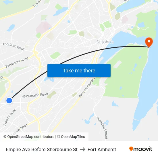 Empire Ave Before Sherbourne St to Fort Amherst map