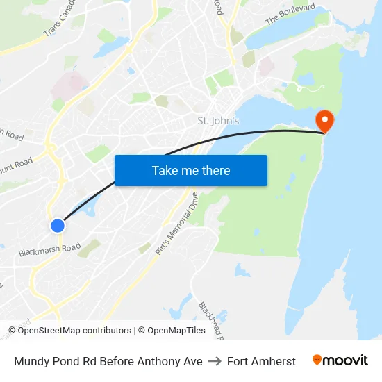 Mundy Pond Rd Before Anthony Ave to Fort Amherst map