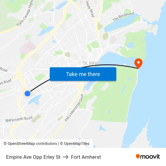 Empire Ave Opp Erley St to Fort Amherst map