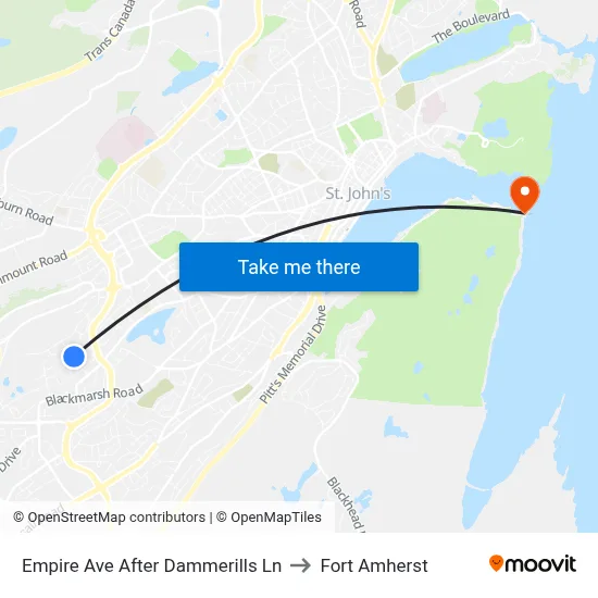 Empire Ave After Dammerills Ln to Fort Amherst map