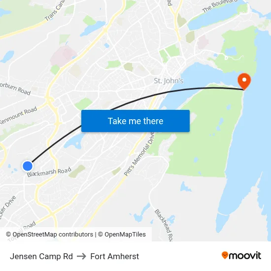 Jensen Camp Rd to Fort Amherst map