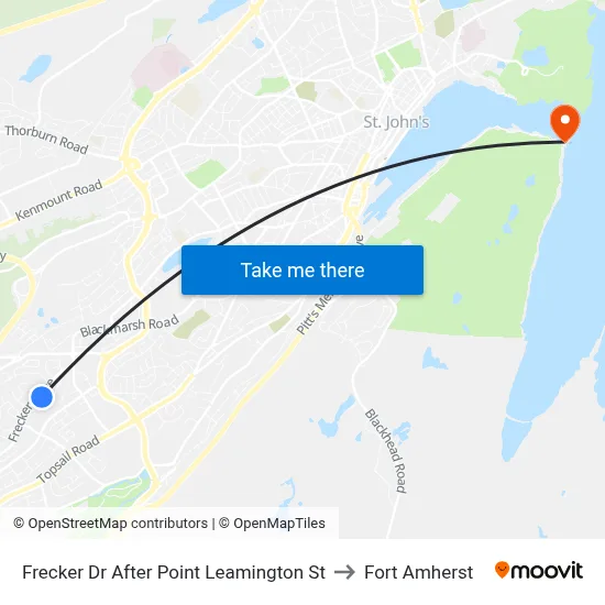 Frecker Dr After Point Leamington St to Fort Amherst map