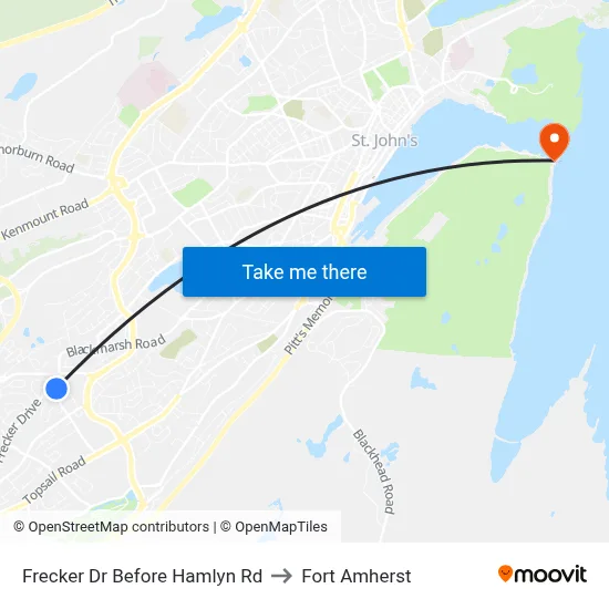 Frecker Dr Before Hamlyn Rd to Fort Amherst map