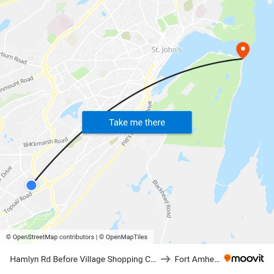 Hamlyn Rd Before Village Shopping Centre to Fort Amherst map