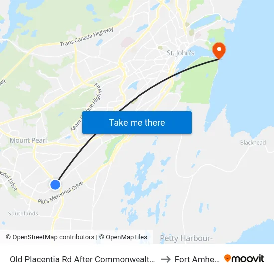 Old Placentia Rd After Commonwealth Ave to Fort Amherst map