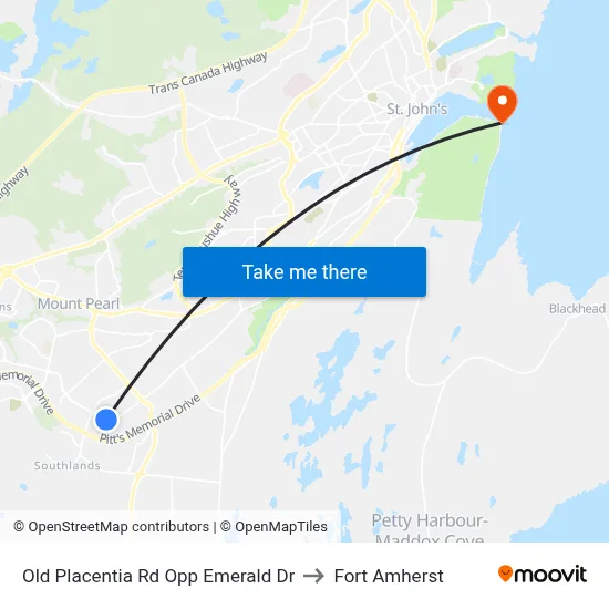 Old Placentia Rd Opp Emerald Dr to Fort Amherst map