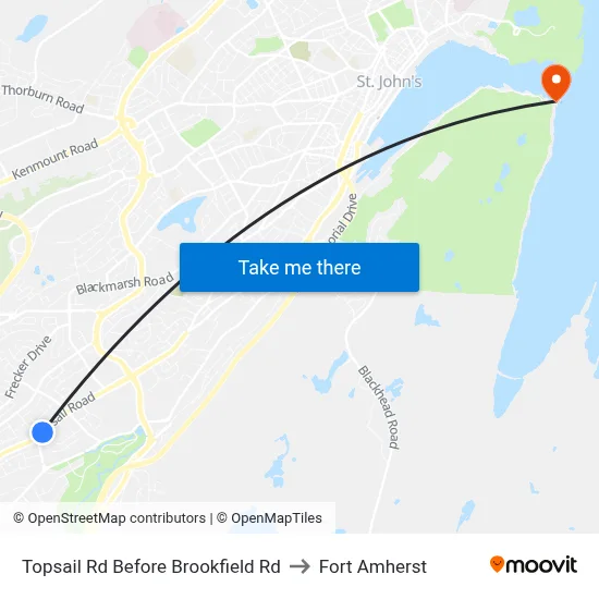 Topsail Rd Before Brookfield Rd to Fort Amherst map