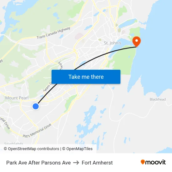 Park Ave After Parsons Ave to Fort Amherst map