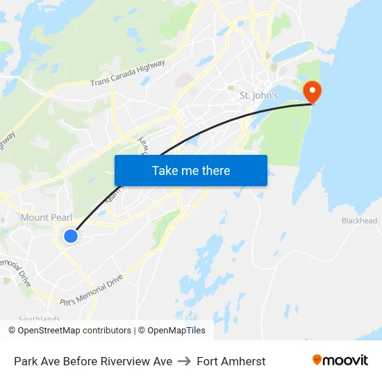 Park Ave Before Riverview Ave to Fort Amherst map