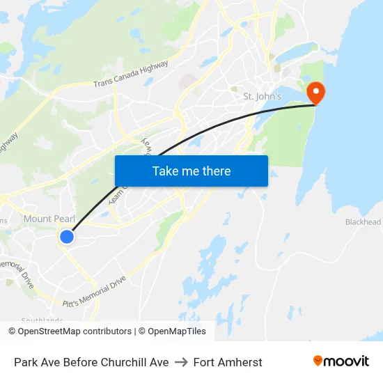 Park Ave Before Churchill Ave to Fort Amherst map