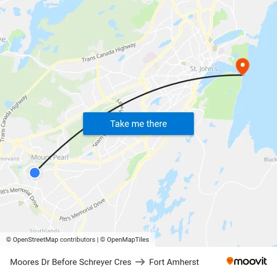 Moores Dr Before Schreyer Cres to Fort Amherst map