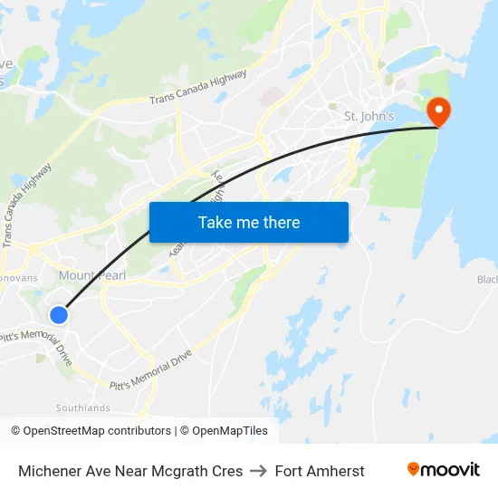 Michener Ave Near Mcgrath Cres to Fort Amherst map
