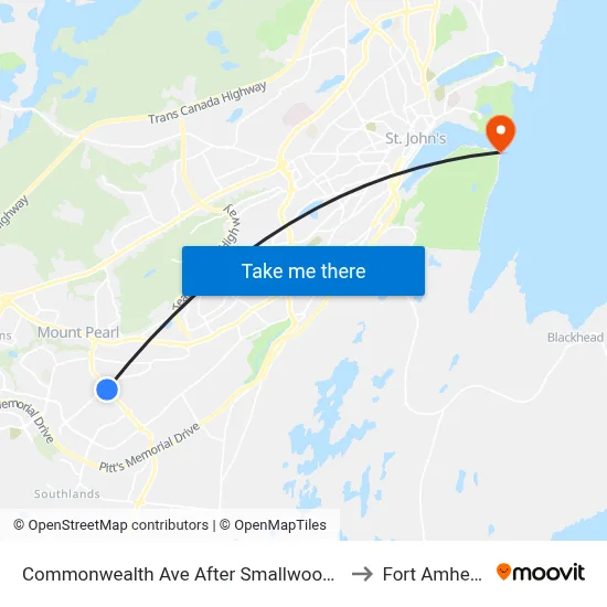 Commonwealth Ave After Smallwood Dr to Fort Amherst map