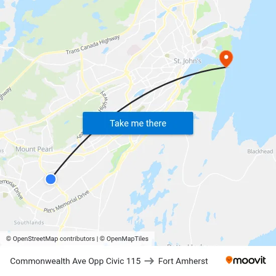 Commonwealth Ave Opp Civic 115 to Fort Amherst map