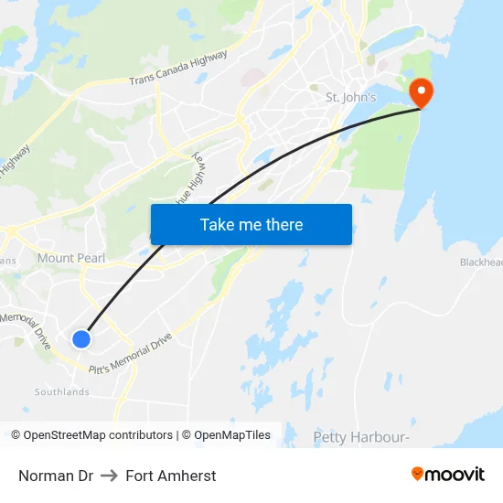 Norman Dr to Fort Amherst map