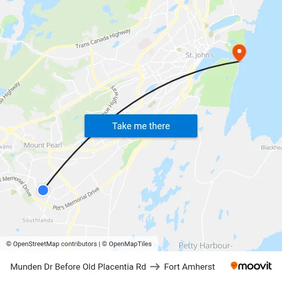 Munden Dr Before Old Placentia Rd to Fort Amherst map